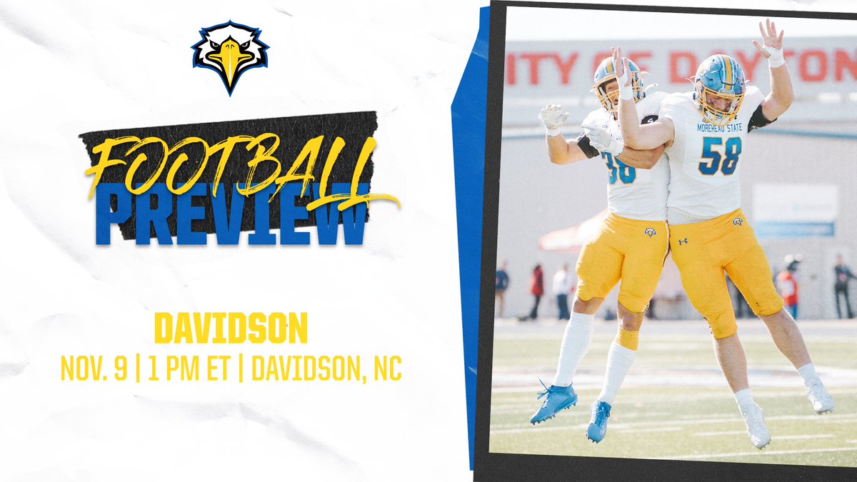.<a href="/MSUEaglesFB/">Morehead State Football</a> will look to add momentum to its PFL title chase Saturday when the Eagles face Davidson on the road. 

Kick-off at 1 p.m. ET.

Story: shorturl.at/95q4i #SoarHigher