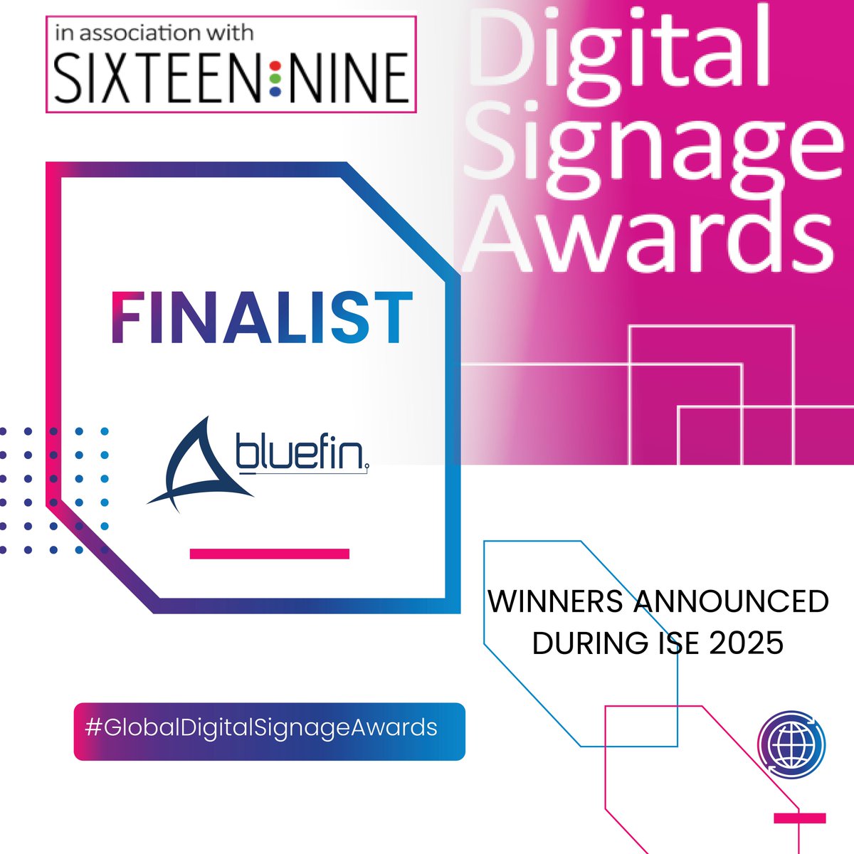 BluefinLcd's tweet photo. We are excited to announce that Bluefin has been selected as a finalist for the esteemed @DigitalSignageAwards at #ISEShow 2025! Being acknowledged among such distinguished peers is a true honor, and we eagerly anticipate an extraordinary evening of celebration and recognition! https://t.co/1uZBMoLorH