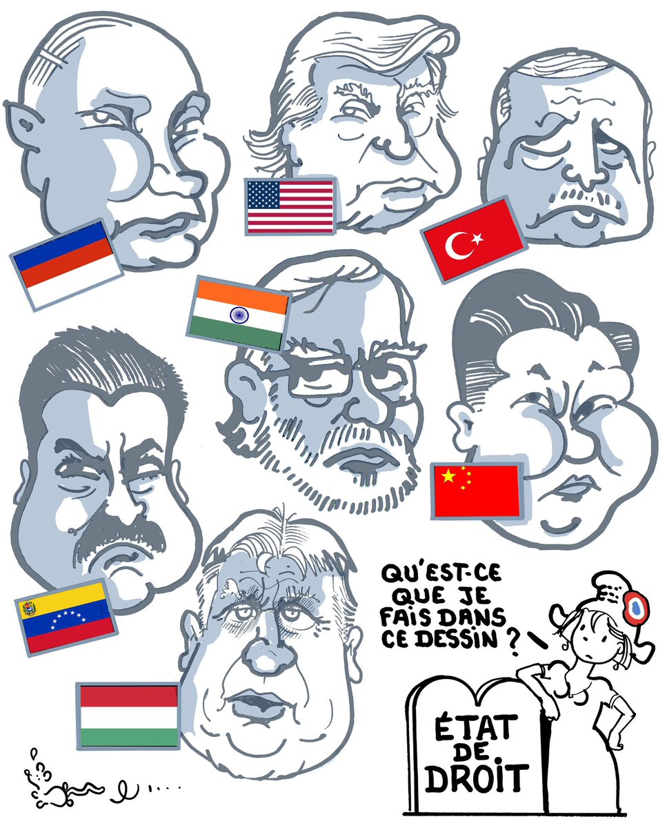 Dans le nouveau du « 1 » qui sort ce mercredi : 
L’ÉTAT DE DROIT face à …Poutine, Trump, Erdogan, Maduro, Modi, Xi Jinping et Orban.