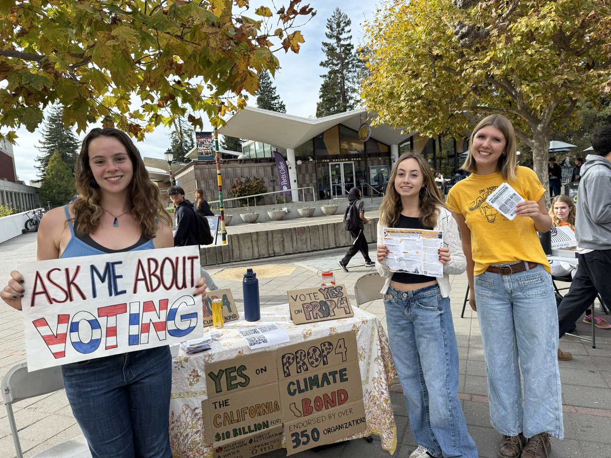lauracdeehan's tweet photo. @asuc turning out voters on Prop 4! #yesonprop4ca #Cleanair #cleanwater #climateaction #studentsvote https://t.co/JOXWPUzGvv
