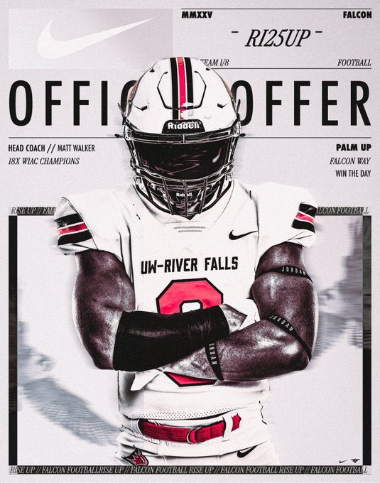 RidgeSpencer3's tweet photo. So blessed to receiver my first official offer from @UWRiverFalls So grateful to have this opportunity 🙏
@CoachWoodUWRF @CoachWalkerRF 
@UWRFFootball https://t.co/mAZw634iWV