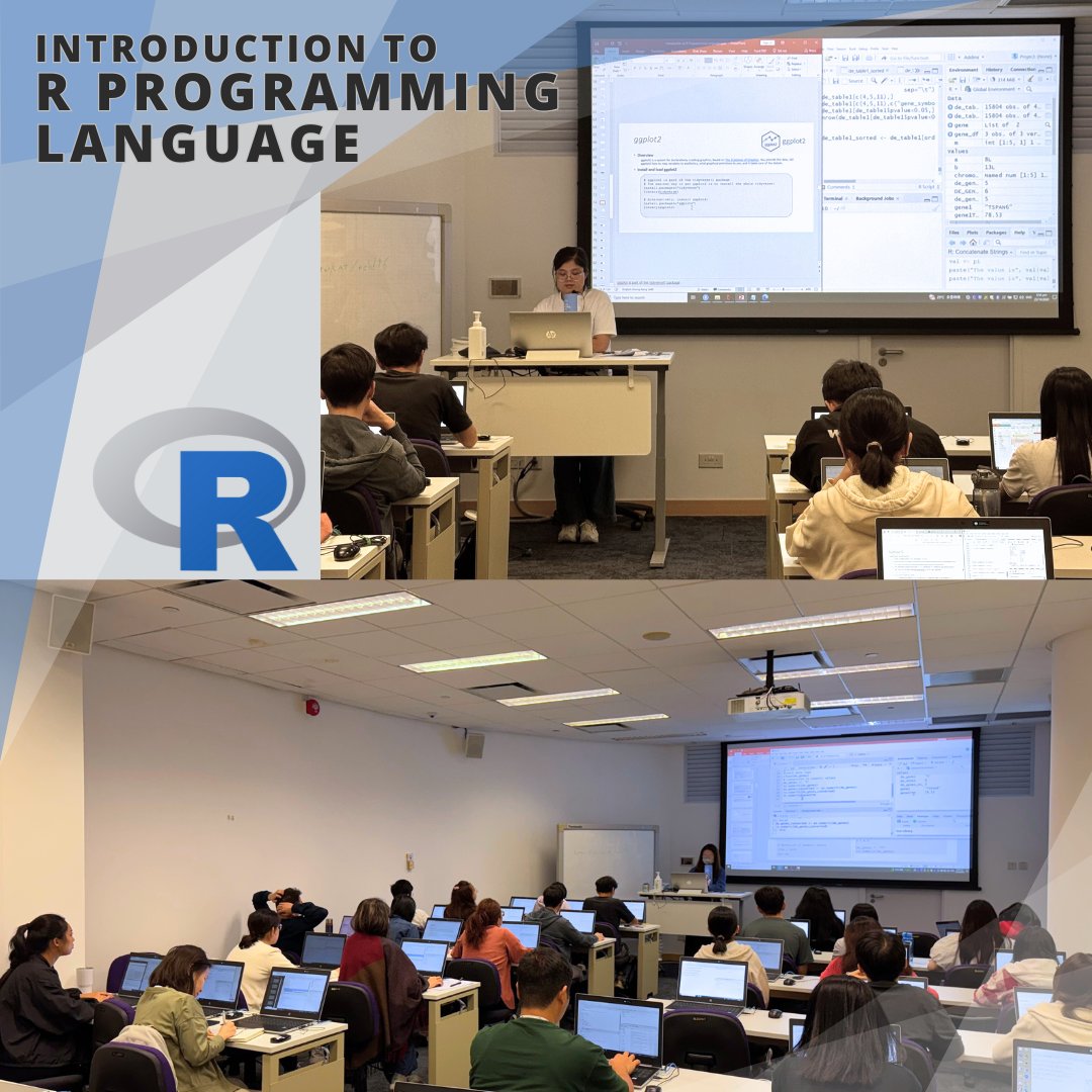 hkucpos's tweet image. Introduction to R Programming Language🖥️
Participants honed their skills in manipulating biological data tables with practical sessions.
Exciting workshops ahead, stay tuned for more updates!💪
#Bioinformatics #RProgramming #RProgrammingLanguage #DataManipulation #BiologicalData
