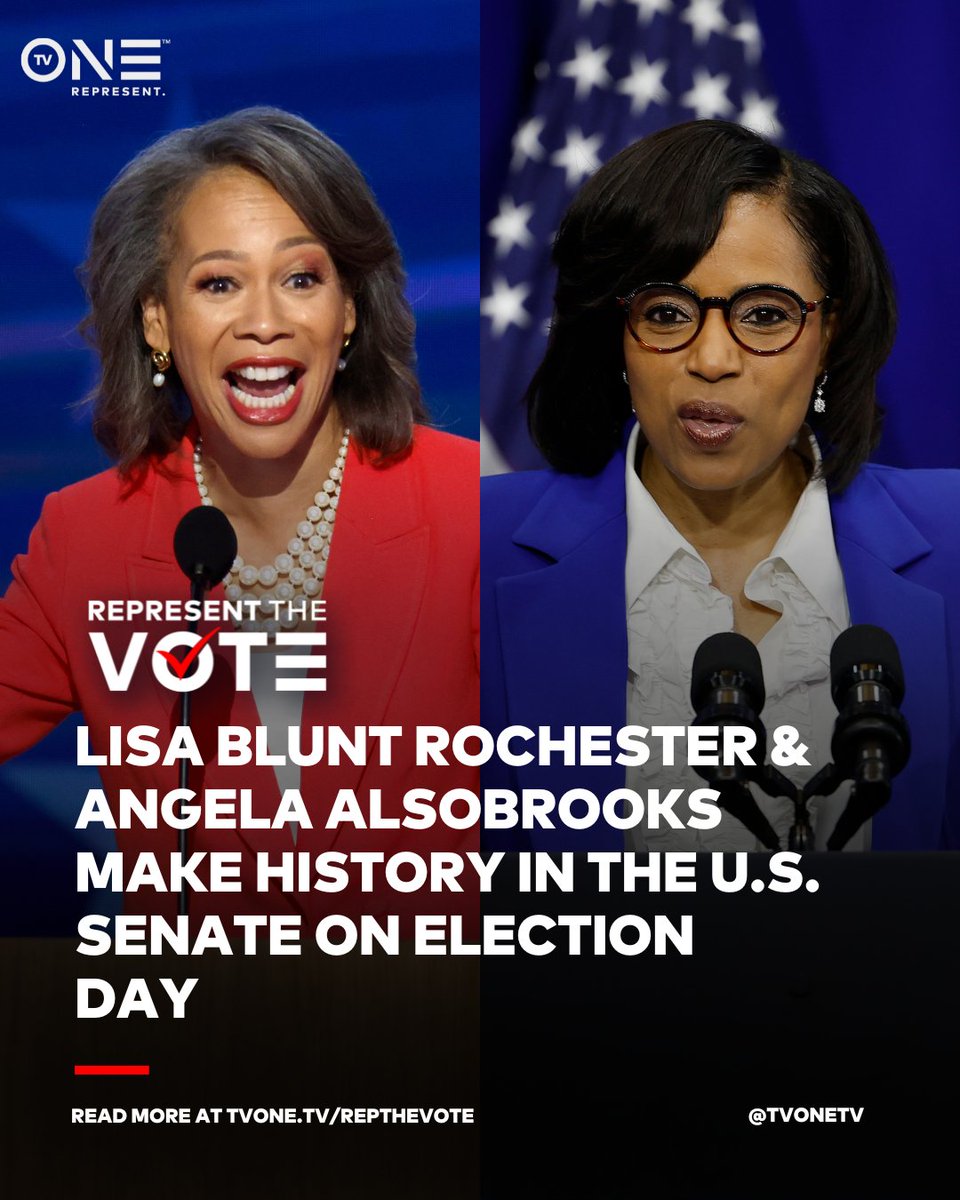 tvonetv's tweet photo. HISTORY MADE: For the first time in history, two Black women will serve in The U.S. Senate at the same time. Congratulations to Lisa Blunt Rochester and Angela Alsobrooks! 👏🏾 #RepTheVote https://t.co/yi2pXcOsJI