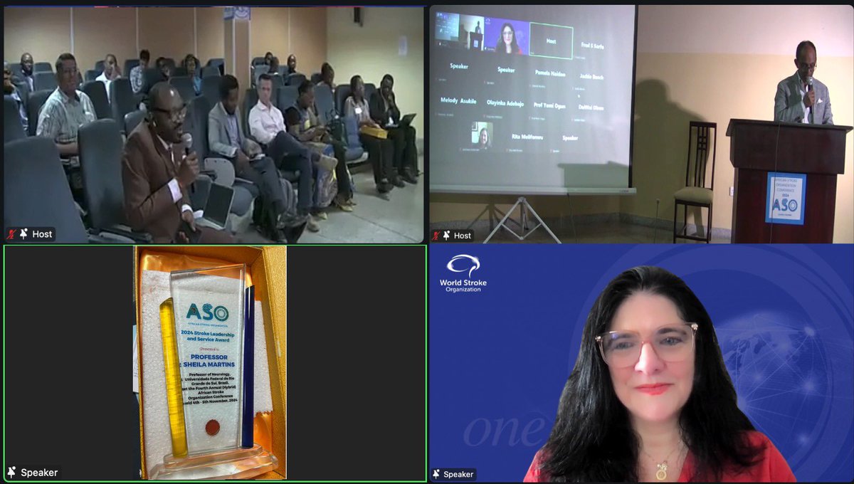 sheila martins (@sheilambrasil) on Twitter photo A true honor to receive the Stroke Leadership and Service Award from African Stroke Organization (<a href="/AfricanStroke/">African Stroke Organization(ASO)</a>), for my work in Africa.
Thanks Prof. <a href="/MehariG_MD/">Mehari Gebreyohanns, MD, FAHA, FAAN</a> for the partnership and for your beautiful and touching words. Also thanks to Prof Mayowa, Bruce Ovbiagalw and A true honor to receive the Stroke Leadership and Service Award from African Stroke Organization (<a href="/AfricanStroke/">African Stroke Organization(ASO)</a>), for my work in Africa.
Thanks Prof. <a href="/MehariG_MD/">Mehari Gebreyohanns, MD, FAHA, FAAN</a> for the partnership and for your beautiful and touching words. Also thanks to Prof Mayowa, Bruce Ovbiagalw and