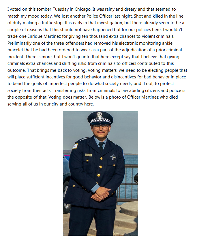 It is a somber day today here with the loss of a police officer shot and killed while serving our society.