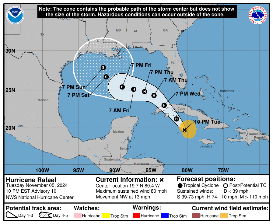 LimWeather's tweet photo. 80mph C1 #hurricane #Rafael in #caymanislands to peak at 105mph+ C2/even C3 MAJOR headed to W #Cuba,#Louisiana
interests there,#FloridaKeys,start preps
#wxtwitter #Wxx #tropicswx #HurircaneSeason2024 #HurricaneSeason #HurricaneRafael #LAwx #Gulfofmexico #Havana #Flwx #Florida https://t.co/QoRkYkwwxw