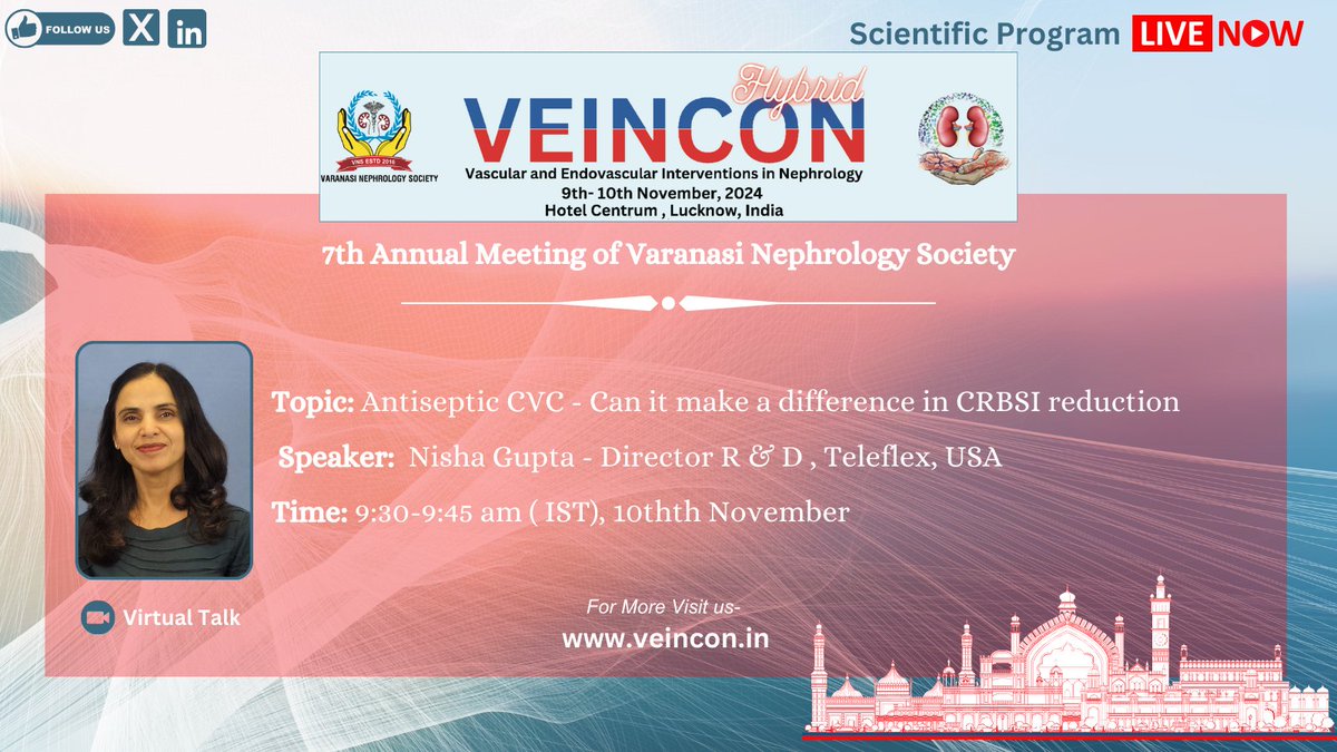 Session 9: Access Across Specialties – Experiences at VEINCON 2024
Intervention Nephrology at SGPGI – Dr. Manas Ranjan Behera
Vascular Access in Children – Prof. Sanjeev Gulati
Antiseptic CVC for CRBSI Reduction – Nisha Gupta
 #VEINCON2024 #VascularAccess