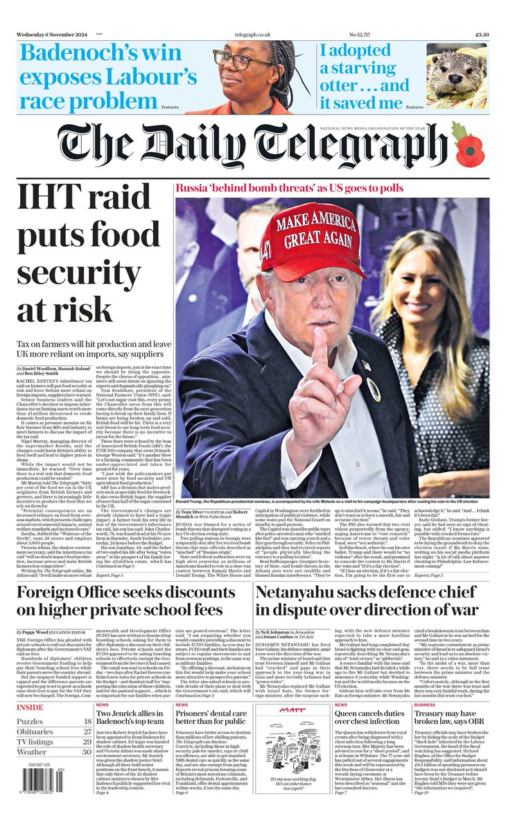 𝙵𝚛𝚘𝚗𝚝 𝙿𝚊𝚐𝚎𝚜 𝚃𝚘𝚍𝚊𝚢 📰 (@ukpapers) on Twitter photo 🇬🇧 IHT Raid Puts Food Security At Risk
▫Introduction of death duties risks forcing families to sell land holdings to pay IHT bills
▫<a href="/WoolfsonExists/">Daniel Woolfson</a> <a href="/hannaheboland/">Hannah Boland</a> <a href="/benrileysmith/">Ben Riley-Smith</a>
👉tinyurl.com/24wosvky👈
#frontpagestoday #UK <a href="/Telegraph/">The Telegraph</a> 🇬🇧 🇬🇧 IHT Raid Puts Food Security At Risk
▫Introduction of death duties risks forcing families to sell land holdings to pay IHT bills
▫<a href="/WoolfsonExists/">Daniel Woolfson</a> <a href="/hannaheboland/">Hannah Boland</a> <a href="/benrileysmith/">Ben Riley-Smith</a>
👉tinyurl.com/24wosvky👈
#frontpagestoday #UK <a href="/Telegraph/">The Telegraph</a> 🇬🇧