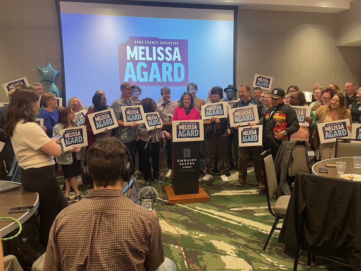 Braden Ross (@bradenrosstv) on Twitter photo BREAKING: Melissa Agard declares victory as the next Dane County Executive. <a href="/WISCTV_News3/">News 3 Now / Channel 3000</a> BREAKING: Melissa Agard declares victory as the next Dane County Executive. <a href="/WISCTV_News3/">News 3 Now / Channel 3000</a>