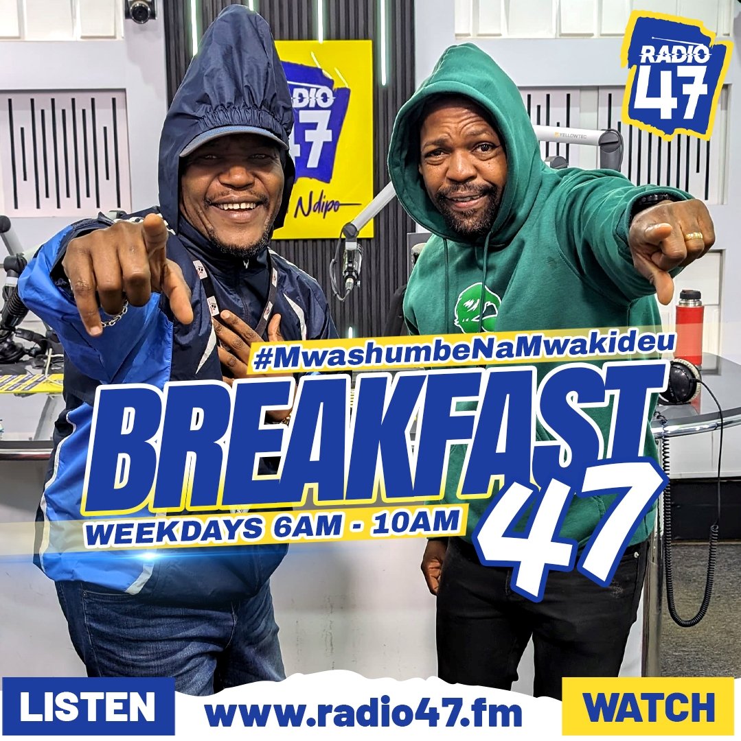 Your morning just got better....Waking up with the best morning show, Breakfast47
#MwashumbeNaMwakideu #20yearsofbroadcastexcellence