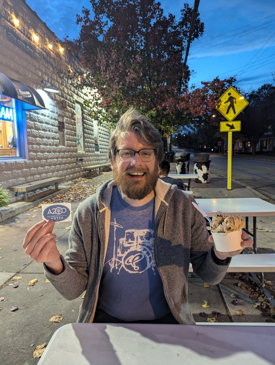 I got to be voter 300, which was cool, but they didn't have any werewolf stickers, so I had to get some Washtenaw Dairy to make up for it