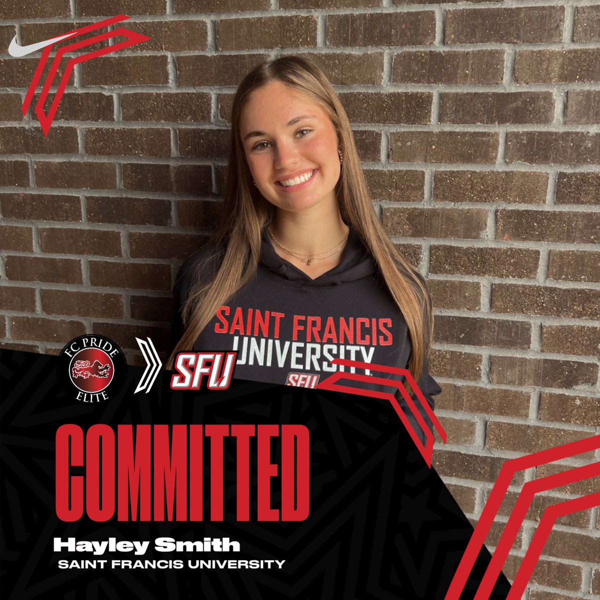 FCPRIDESOCCER's tweet image. Exciting news! 🎉⚽️ Congratulations to Hayley Smith on her commitment to Saint Francis University! We can’t wait to see you shine on the field at the next level! 🌟 #goredflash #redflash