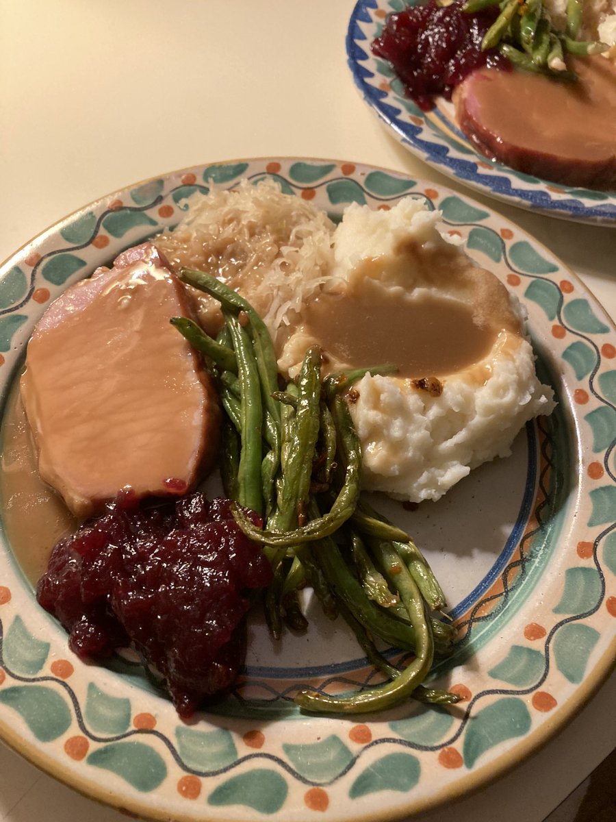 nycmikey's tweet photo. Forgot to post yesterday’s dinner in #tyrrellville. Smoked Pork Chops, Gravy, Mashed Taters, Kraut and Cranberries. It was a perfect meal. #eatingfortheinsta https://t.co/cUbt37NkuO
