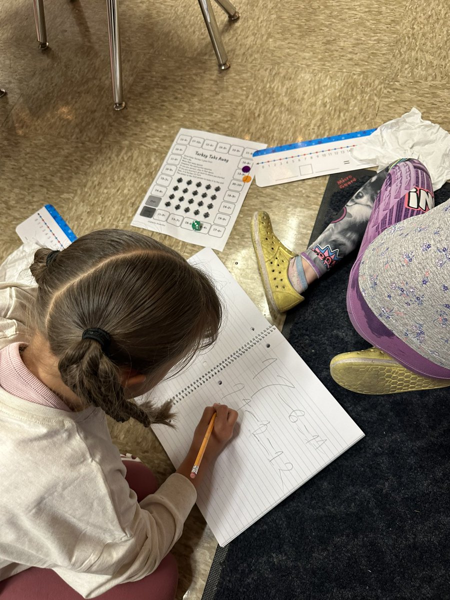MrsRhodenIn1st's tweet photo. Turkey Take Away! Most of us realized we like use a number line to help us solve equations! @HydeElem @HydePrincipal https://t.co/o7YGmJuzmm
