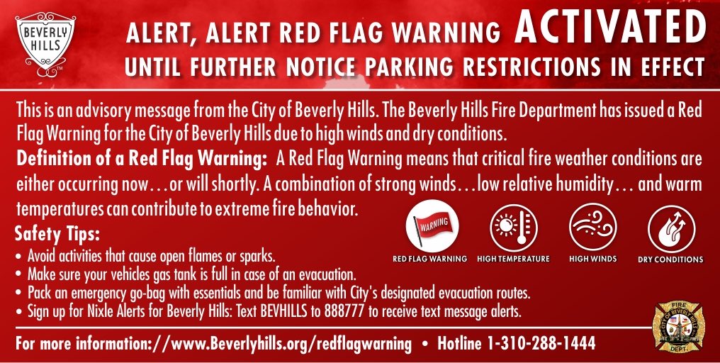 The BHFD and our partner agencies are preparing for a severe wind and dry weather event beginning Wednesday morning and dissipating Thursday night.  🚒
