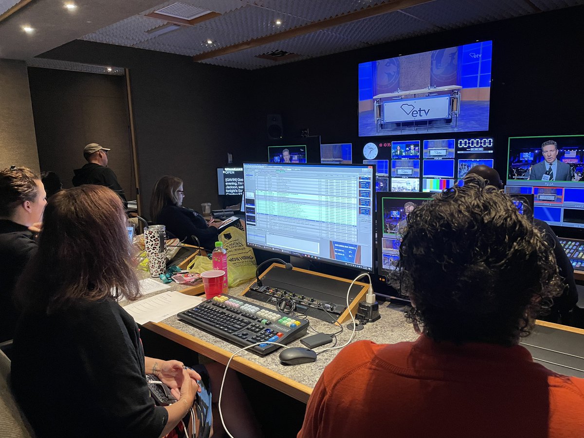 SCETV's tweet photo. 📡 Control room views! We’re gearing up for tonight’s live 2024 election coverage across SCETV &amp; @SCPublicRadio. Tune in at 7 p.m. for real-time updates! #Election2024 #BTS #SCETV https://t.co/Xtihbz7Ifk