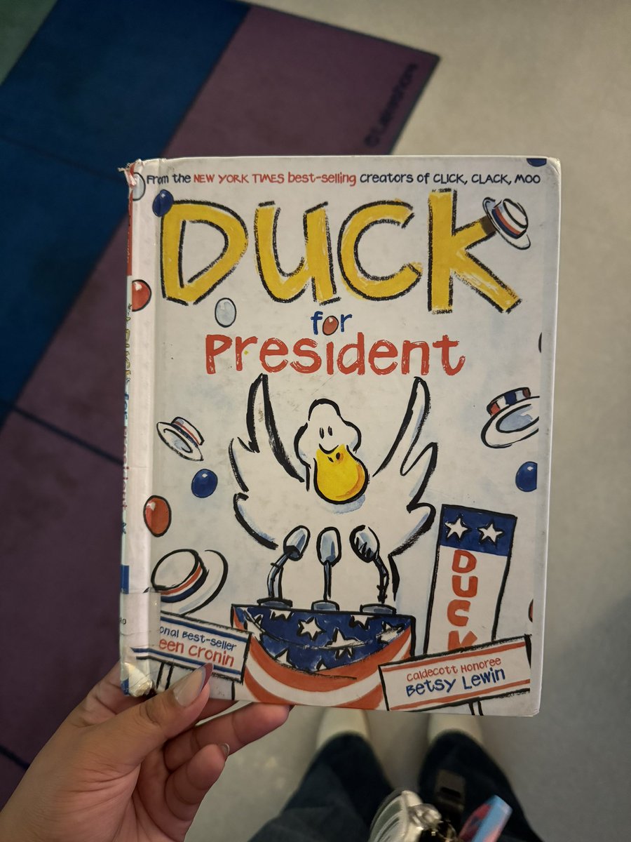 MsAlvear's tweet photo. In honor of Election Day, we read Duck for President! ❤️🤍💙

Students then participated in their own election between the Duck and farmer.😊 https://t.co/g28caKp9dQ