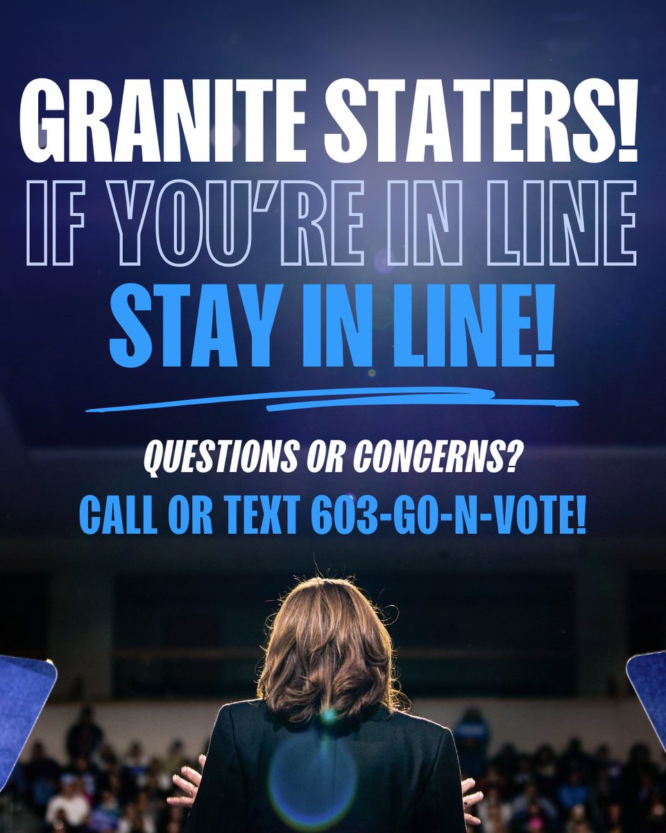 As long as you are in line to vote BEFORE the polls close, you have the right to vote! 

Remember, your vote is your voice and our Voter Protection Hotline is here to answer any questions at 603-GO-N-VOTE (603-466-8683). #NHPolitics