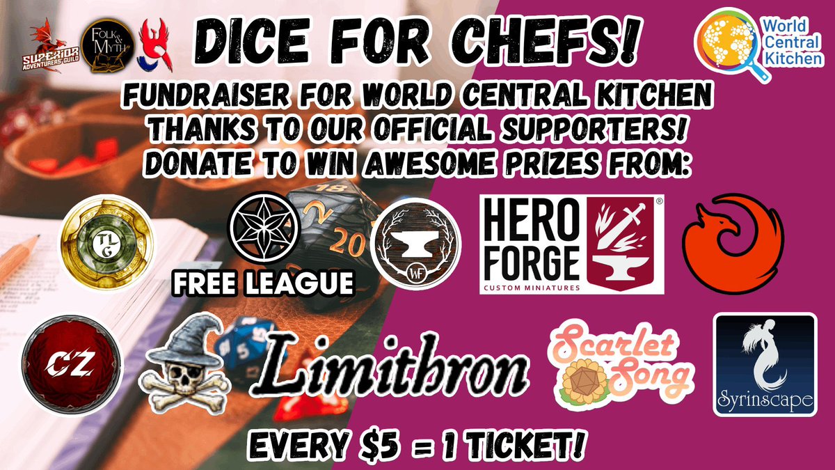 Phoenixiwaki (@phoenixiwaki) on Twitter photo Every $5 donated gets a ticket in the grand #Giveaway 🎁 Prizes generously donated by:
<a href="/trolllordgames/">Troll Lord Games</a> <a href="/FreeLeaguePub/">Free League Publishing</a> @wootenforge <a href="/HeroForgeMinis/">Hero Forge</a> <a href="/phoenixdice/">Phoenix Dice</a> <a href="/czeuch1/">Christian/CZRPG on Patreon! 5e Content and Maps!</a> <a href="/limithron/">Limithron</a> <a href="/syrinscape/">Syrinscape</a> & more!!!
Donate: tilt.fyi/qlbbYlYoGM Every $5 donated gets a ticket in the grand #Giveaway 🎁 Prizes generously donated by:
<a href="/trolllordgames/">Troll Lord Games</a> <a href="/FreeLeaguePub/">Free League Publishing</a> @wootenforge <a href="/HeroForgeMinis/">Hero Forge</a> <a href="/phoenixdice/">Phoenix Dice</a> <a href="/czeuch1/">Christian/CZRPG on Patreon! 5e Content and Maps!</a> <a href="/limithron/">Limithron</a> <a href="/syrinscape/">Syrinscape</a> & more!!!
Donate: tilt.fyi/qlbbYlYoGM