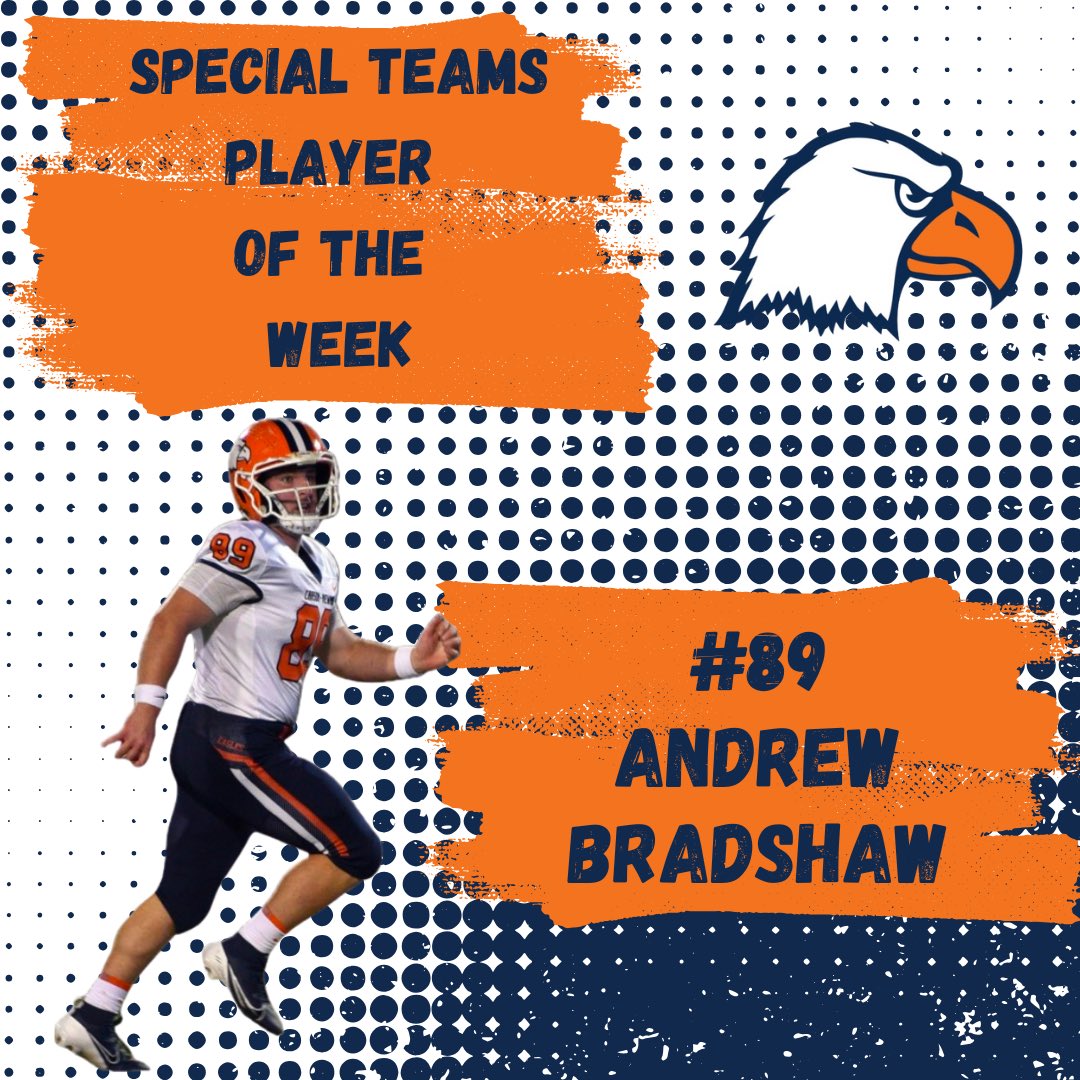 cnfootball's tweet photo. Players of the week🦅
Defensive: @Williams_era06
Offensive: @justinjohnsonQB
Special Teams: @a_bradshaw_65
#talonsup #brotherhood https://t.co/hTK4rgxZox
