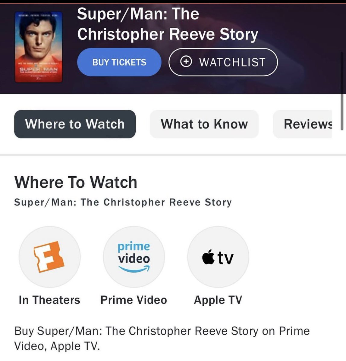 Super/Man: The Christopher Reeve Story is available to purchase on Apple TV and Amazon.