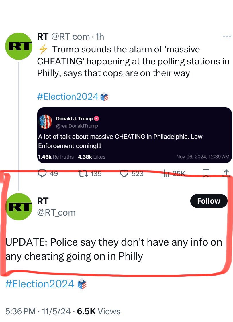 You know Trump is lying when even the fucking vatniks had to walk this shit back.