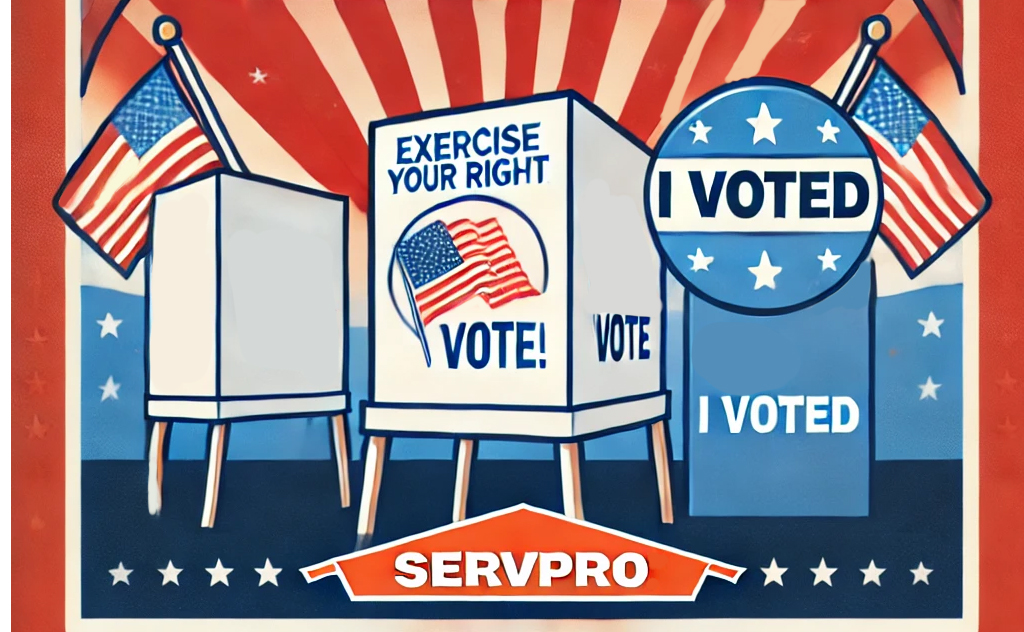 Today’s the day to make your voice heard! 🗳️ Cast your vote and be part of our community’s future. Every vote matters! 🇺🇸 #ElectionDay #Vote #SERVPROCares