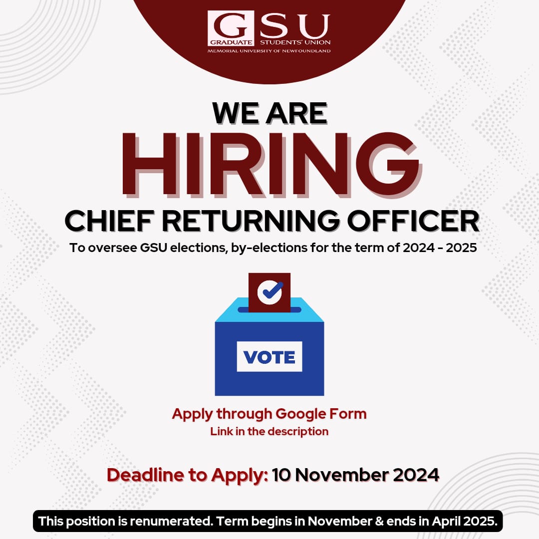 GSU is looking for a Chief Recruiting Officer for the term of 2024 - 2025 to oversee the by-elections, general elections.

Checkout the Google form for the job description &amp; application procedure - forms.gle/6yXkuaoVmuW4EZ…

Deadline: 10 November 2024