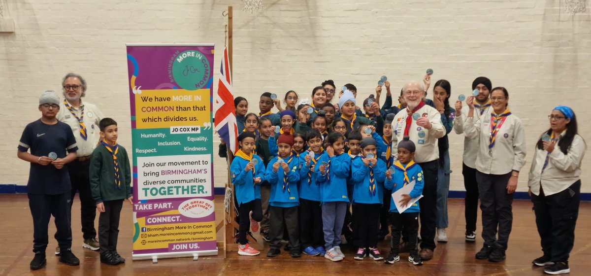 pjrookes's tweet photo. Inspirational evening at 313 Sahibzadas Sikh Scout group, who meet at Hamstead Hall Academy.  Heart warming to witness investiture in each section.  Awarded 36 More in Common badges to youngsters who had carried out the required activities. This takes us over the award of 2,000 https://t.co/mzrSUWOi1A