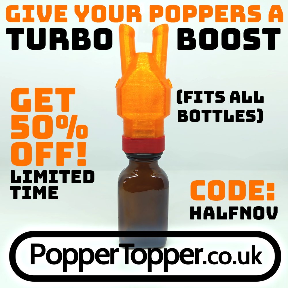 PopperTopperUK's tweet image. Ever tried a popper turbo bong? Get yours now with a crazy 50% off whilst stocks last! PopperTopper.co.uk