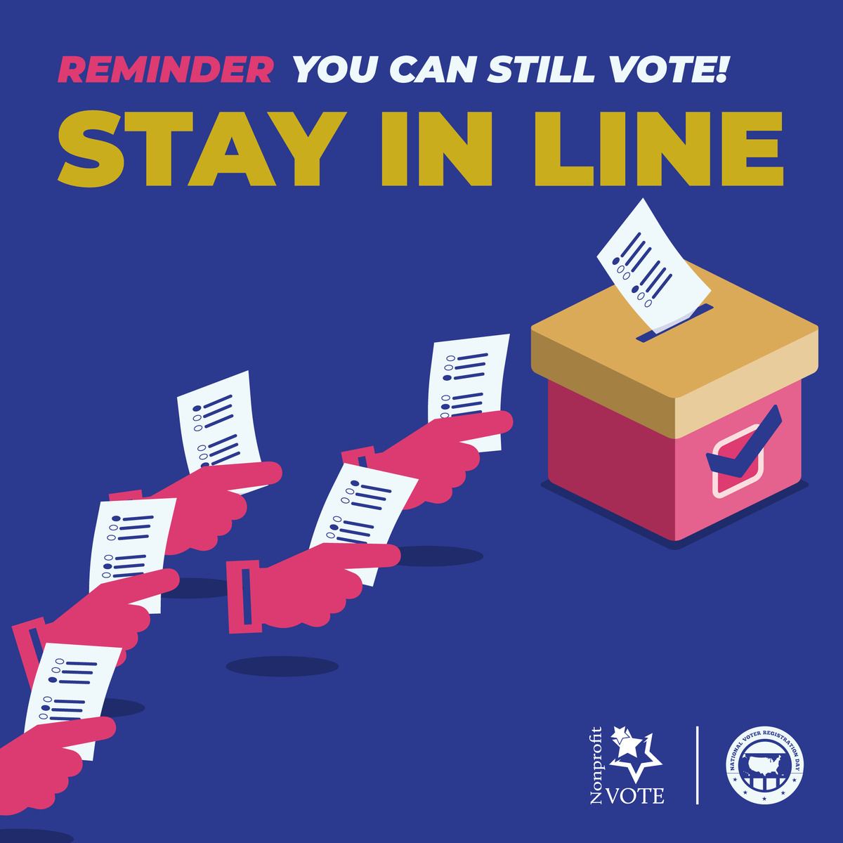 If you're in line at the polls, STAY IN LINE AT THE POLLS. 

You have the right to vote if you're in line  at your polling place; no ifs, ands, or buts about it, fam! #Election2024