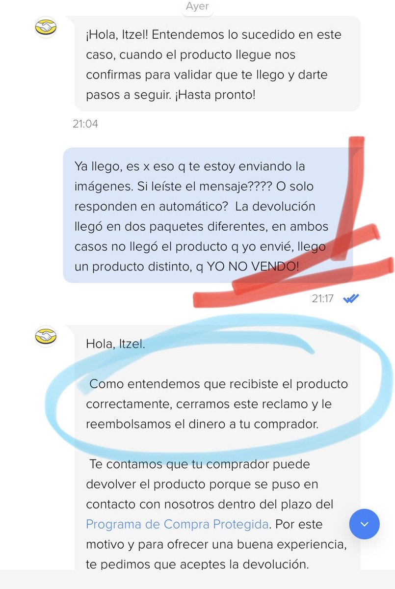 Itzelicious1's tweet photo. @ML_Mexico a quien tienes trabajando??? Q no lee los mensajes y se dedica a responder en automático???  Necesito una solución!!!! https://t.co/sFfX9CiRsq