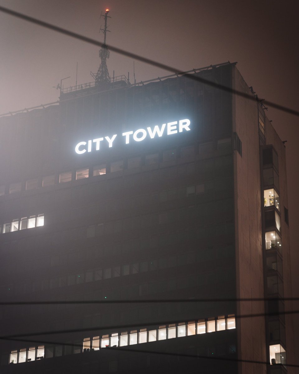 A hazy Manchester city centre on Bonfire Night