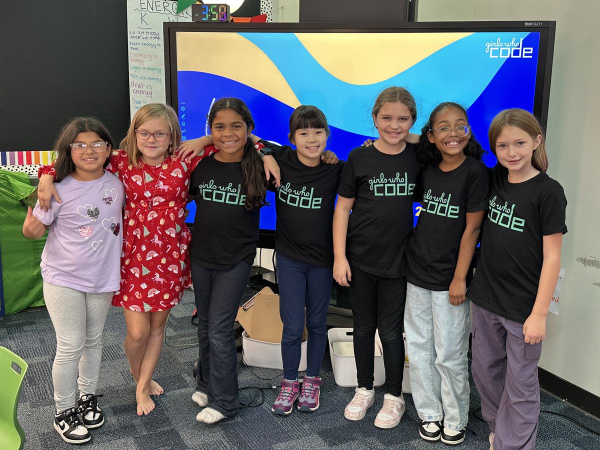 Frost Girls Who Code Club met today! <a href="/GirlsWhoCode/">Girls Who Code</a> 
We were inspired by <a href="/Pixar/">Pixar</a> female engineer, Danielle Feinberg and we learned to code and animate our names using <a href="/scratch/">Scratch Team</a> block coding!
<a href="/weteachcs/">WeTeach_CS, weteachcs.bsky.social</a> <a href="/Google/">Google</a> <a href="/GeorgetownISD/">Georgetown ISD</a>