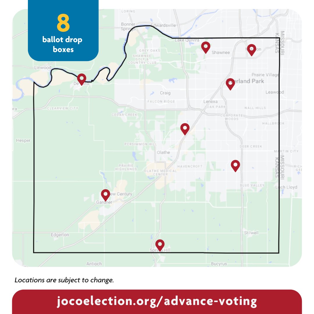 Johnson County Election Office (@jocoelection) on Twitter photo Time is running out to return mail ballots! ✉️
You can return your ballot to any ballot box or polling location until 7 p.m.
Ballots can be returned by mail, but they must be postmarked today and received by Friday. Time is running out to return mail ballots! ✉️
You can return your ballot to any ballot box or polling location until 7 p.m.
Ballots can be returned by mail, but they must be postmarked today and received by Friday.