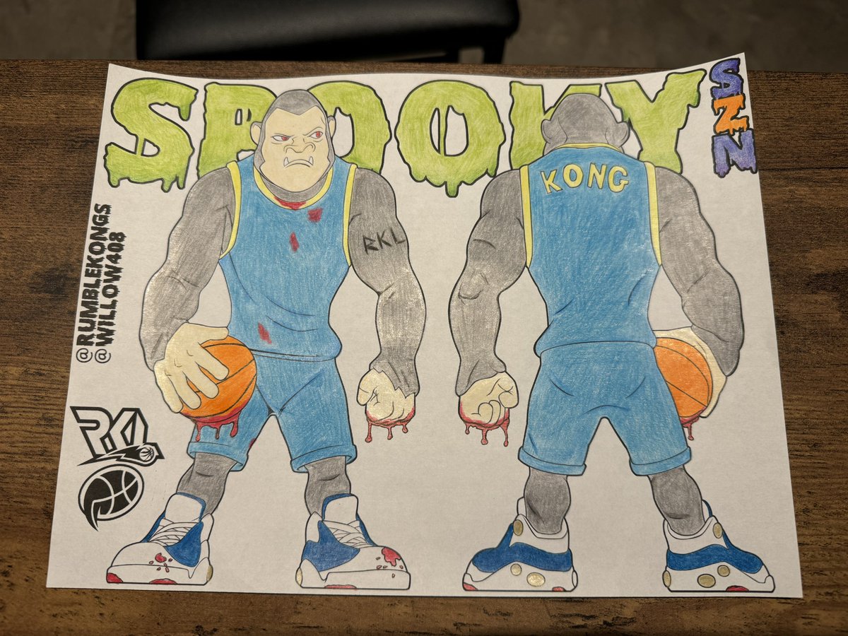 44AF81's tweet photo. Broke out some colored pencils for the @RumbleKongs #KreativeKongs contest!
Kong may or may not have gone into the stands to fight after someone threw a banana peel on the floorโฆ
#PlayRKL #HoopsOfHorror $FAME https://t.co/NmeqmGcxMx