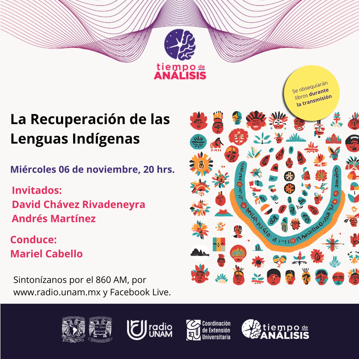 UNAM_FCPyS's tweet photo. 🧠@Tiempo_Analisis te espera mañana en punto de las 20:00 hrs. con el tema:
🗣️ La Recuperación de las Lenguas Indígenas
📻 Sintonízanos el por el 860 AM o por https://t.co/hSBhaXSecE, sigue la transmisión por #facebooklive
|| #lenguasindigenas #lenguasmadre #CEU #FCPyS #UNAM https://t.co/HEfIHR1xSO
