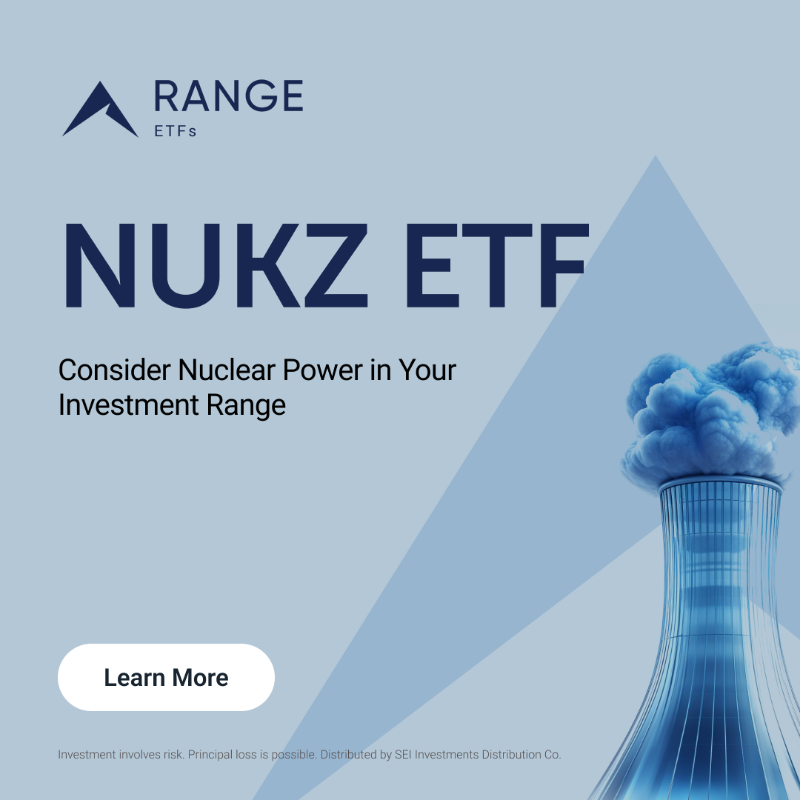 RangeETFs's tweet photo. Nuclear innovation is surging. $NUKZ focuses on companies engaged in cutting-edge nuclear reactor technology, designed to provide investors exposure to the forefront of a cleaner energy landscape. Consider investing in the potential growth of nuclear energy.