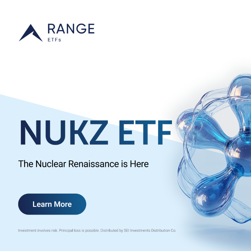 RangeETFs's tweet photo. The nuclear renaissance is here! Enabling the transition to low-carbon energy, $NUKZ focuses on companies revolutionizing the nuclear industry, from reactor design to fuel management. Consider taking part in the renaissance.