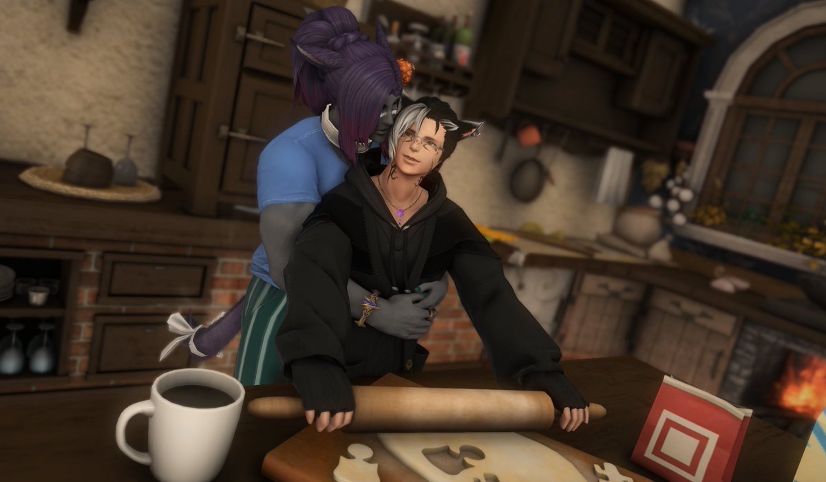 mooncatteatime's tweet photo. We're starting #Fluffvember2024 a tad late, but sometimes it takes a while for leaves to fall!

Day 3 #Fluffvember - Baking

"You're doing so well my love! Ikiri's gonna love these cookies."

@SharlayanSuncat  will have Day 4! https://t.co/iiTPexgVAp