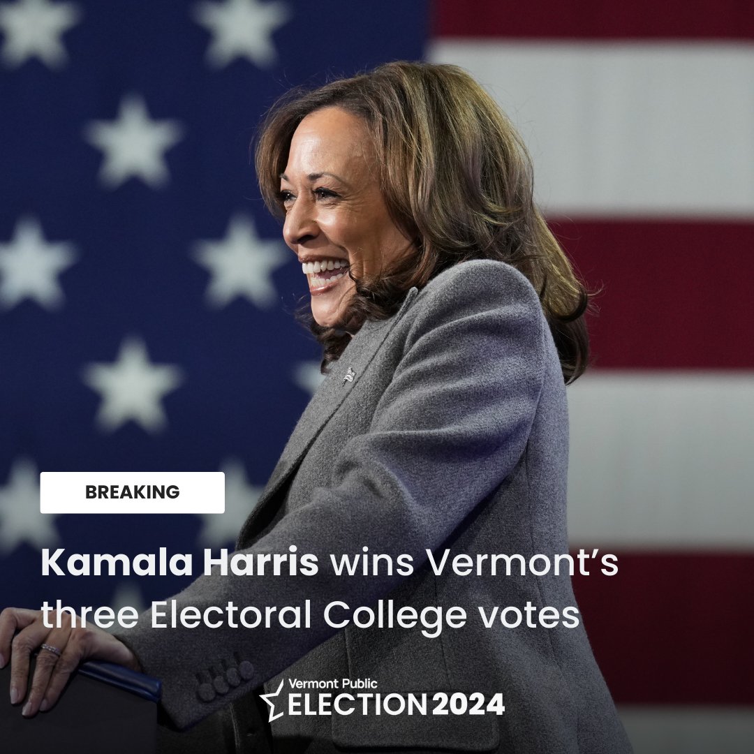 Vermont has handed Vice President Kamala Harris her first three electoral votes of the 2024 election. The Associated Press called the race at 7 p.m. immediately after the polls closed.

📸 Jacquelyn Martin / <a href="/apnews/">AP News</a>