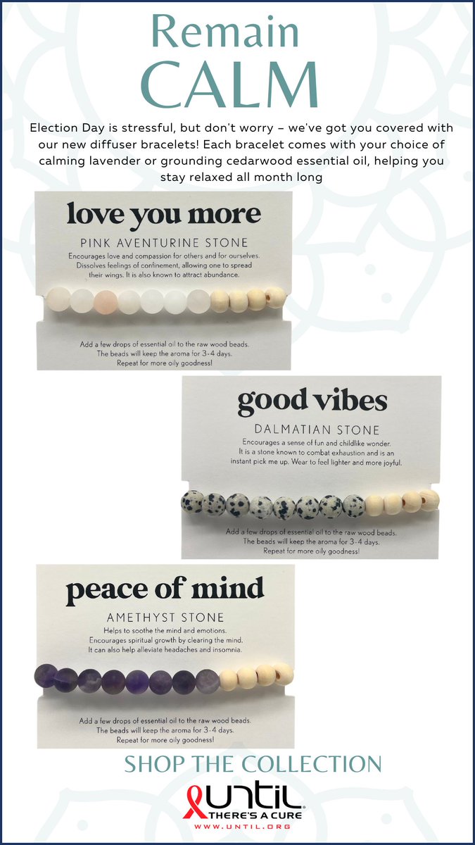 Remain calm 🤍 Shop our new diffuser bracelets! store.until.org/diffuserbracel…