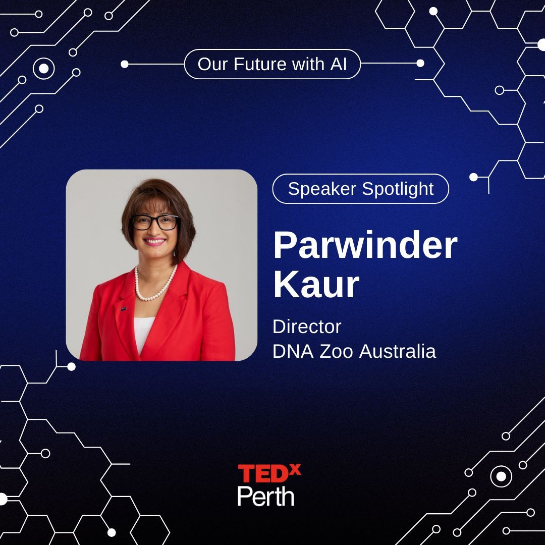 Proud to announce Dr. Parwinder Kaur, Director of DNA Zoo Australia &amp; a leader in genomics, as a TEDxPerth Salon 2024 speaker 🌱🔬

Get ready to dive into AI-powered breakthroughs in health, conservation, and beyond.

#TEDxPerth #Genomics #AI #STEM