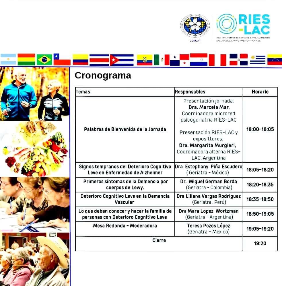Tercera Jornada de Geriatría: 🧠 FORMAS TEMPRANA DEL TRASTORNO NEUROCOGNITIVO
Fecha del evento: 06 de noviembre de 2024
Hora del evento: 18.00 a 19:00 hrs. (Bogotá/ Lima)

👉🏼Link: forms.gle/882yJMKmA9NngW…