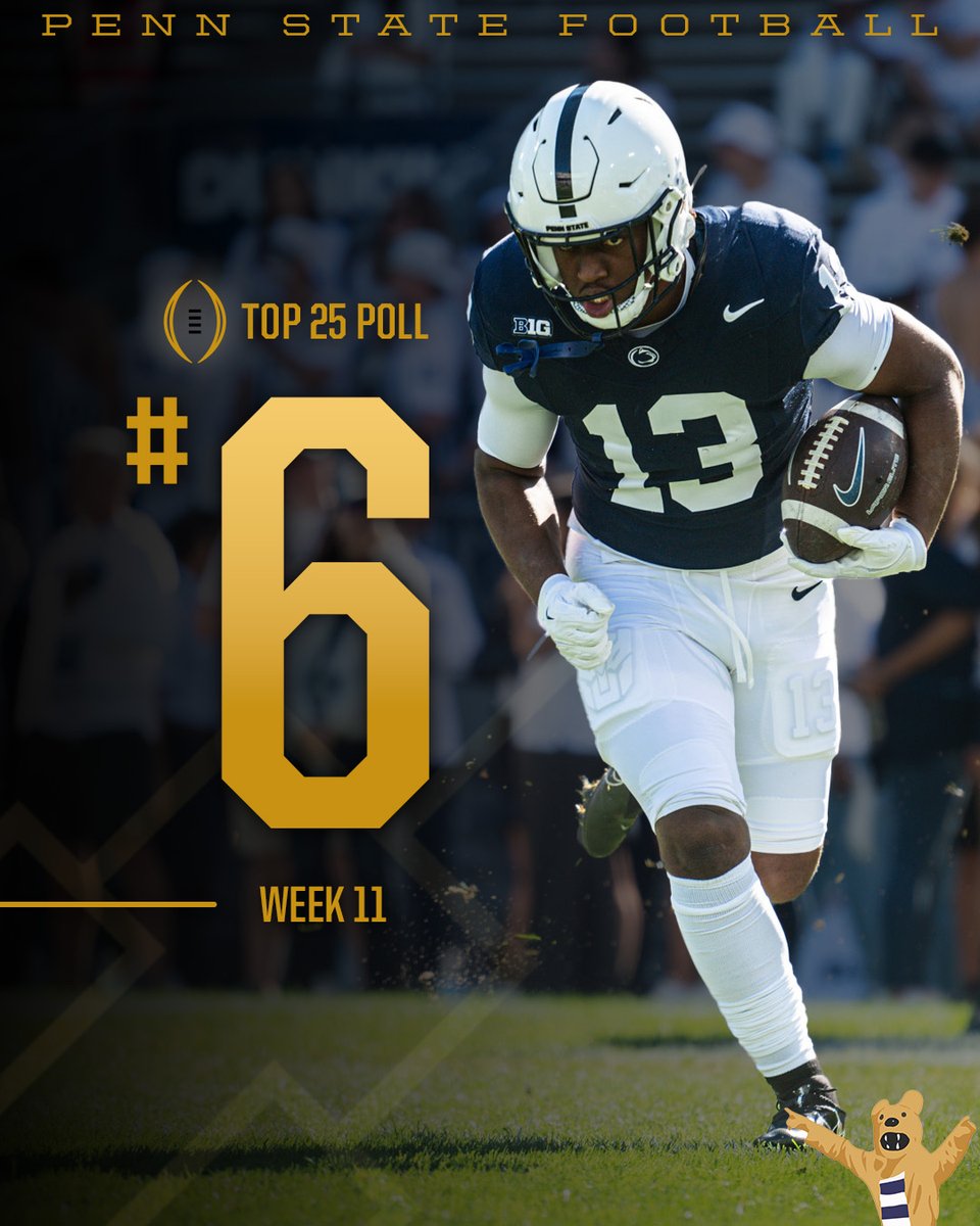 JUST IN: <a href="/PennStateFball/">Penn State Football</a> was ranked No. 6 in the first <a href="/CFBPlayoff/">College Football Playoff</a> Poll of the season.

The Nittany Lions were seeded No. 7 with a home matchup against No. 10 Notre Dame.