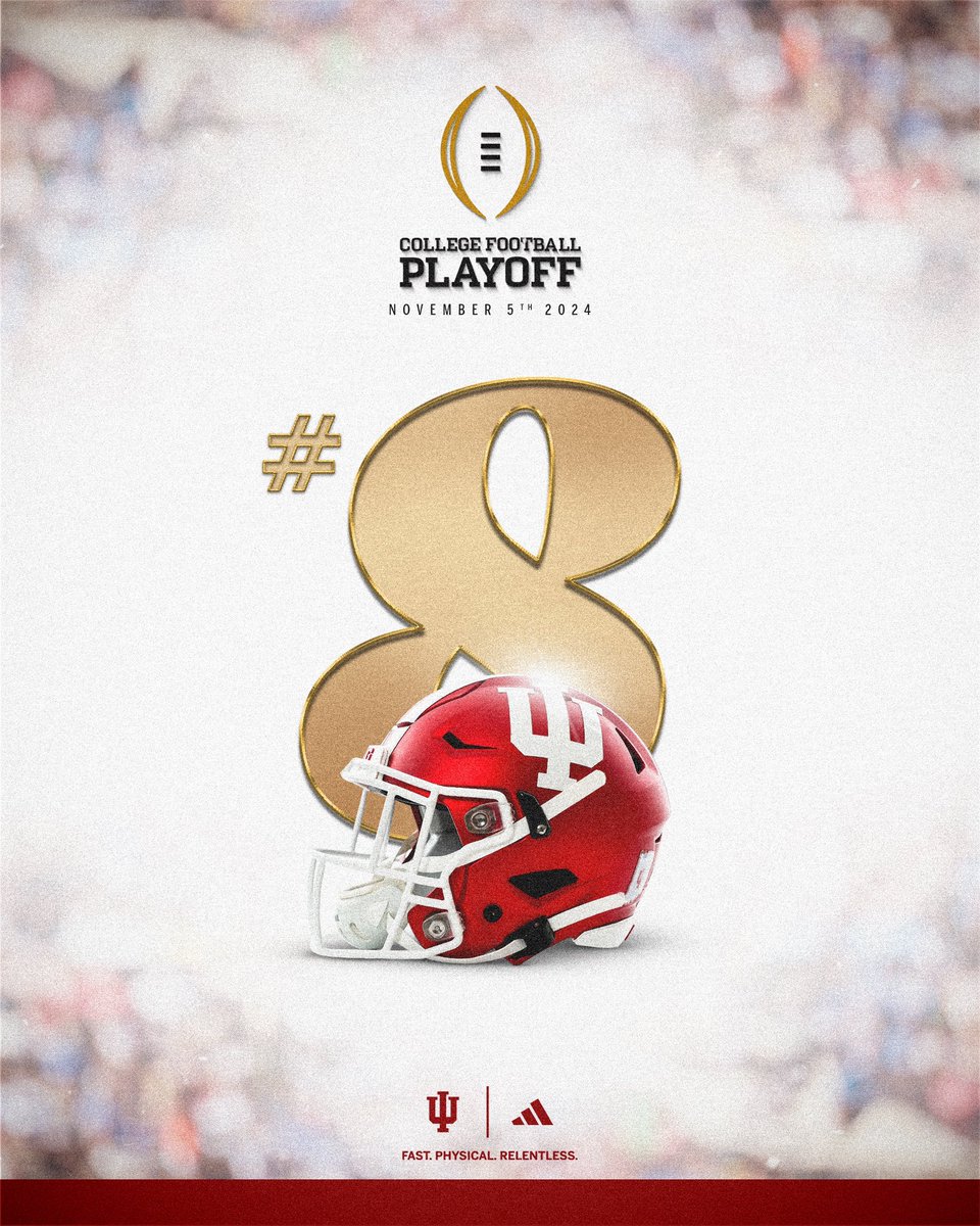 Indiana Football (@indianafootball) on Twitter photo The Hoosiers come in at No. 8 in the first <a href="/CFBPlayoff/">College Football Playoff</a> ranking of the year. The Hoosiers come in at No. 8 in the first <a href="/CFBPlayoff/">College Football Playoff</a> ranking of the year.
