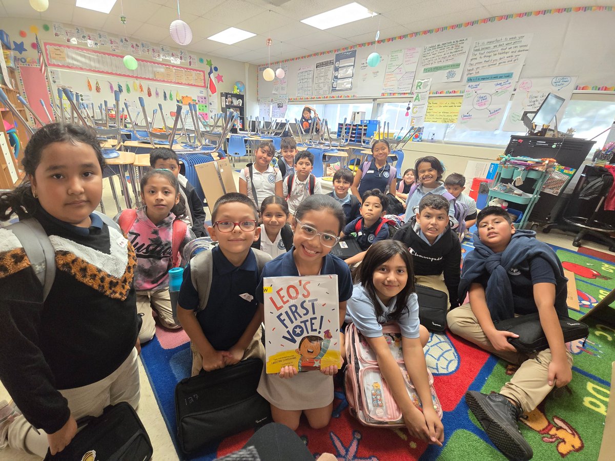 Today, 3rd grade Ss gathered to vote for what will be our Community Service Project. 
We learned about the elections and finally Victoria read us "Leo's first vote." We even had "I voted/yo voté" stickers.
#socialstudies #electionday <a href="/JoyJamesCISD/">Joy James Academy of Leadership</a>