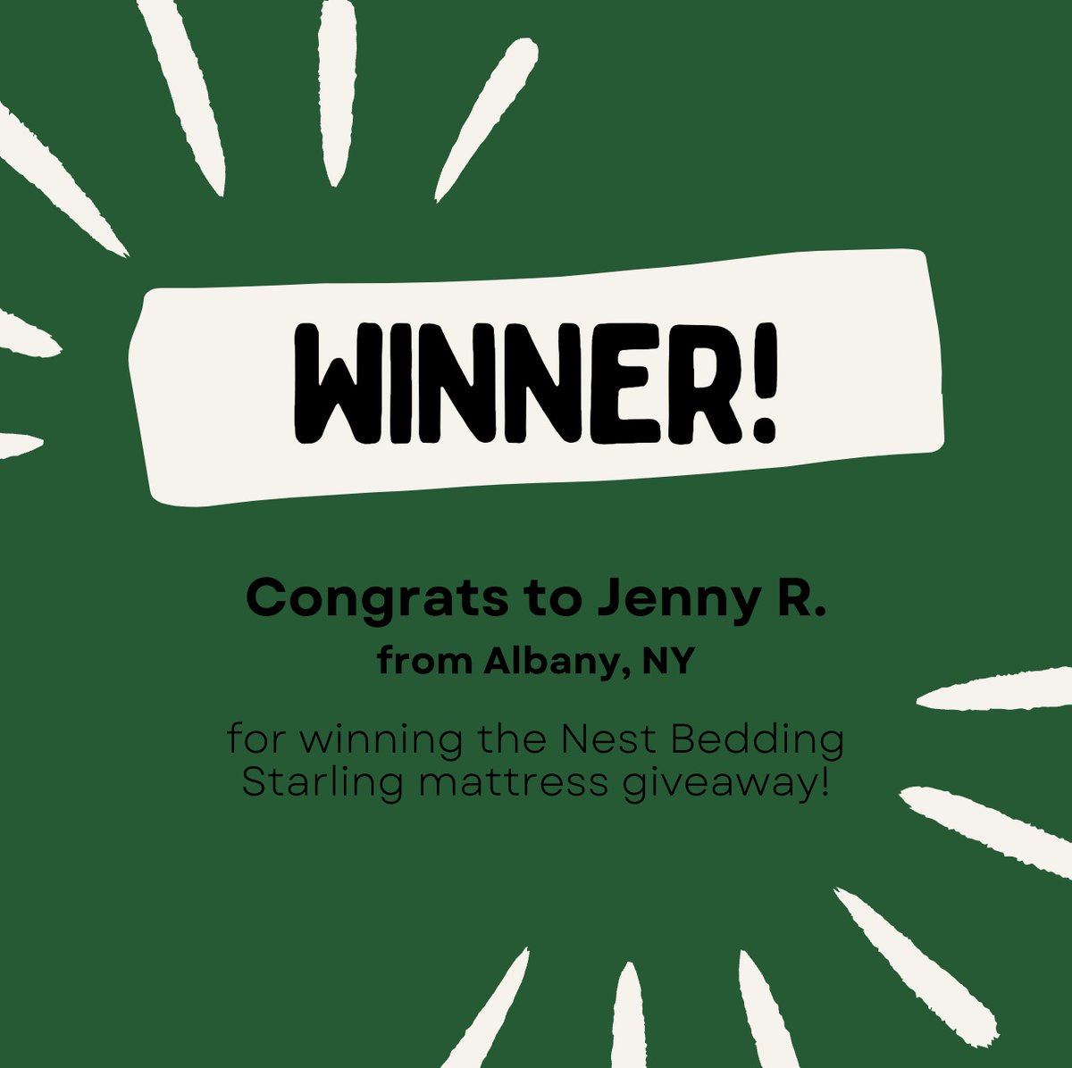 GoodBed (@goodbed) on Twitter photo Congrats to Jenny R. from Albany, NY, for winning a FREE Starling Contour Grid Mattress from <a href="/nestbedding/">Nest Bedding</a> and GoodBed!!
Keep an eye out for our next #giveaway coming soon! Congrats to Jenny R. from Albany, NY, for winning a FREE Starling Contour Grid Mattress from <a href="/nestbedding/">Nest Bedding</a> and GoodBed!!
Keep an eye out for our next #giveaway coming soon!