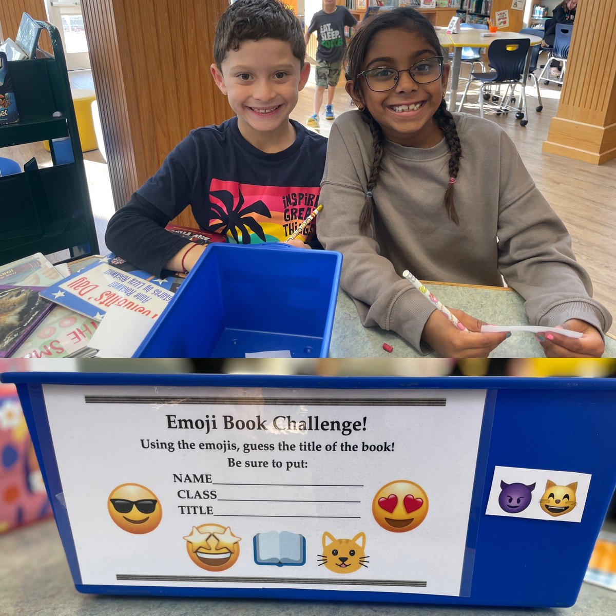 Sheri Susa (@sheri_susa) on Twitter photo GCP Eagles are loving the “Guess the Emoji Book Challenge” during library class! Our 3rd-6th graders eagerly await each new set of emoji clues, while challenging their reading skills and sparking excitement for books!😍📚😊<a href="/NHPGCP/">Dr.JenniferMorrison-Raptis, NHPGCP Superintendent</a> <a href="/GCPelementary/">GCP Elementary</a> #proud2bnhpgcp GCP Eagles are loving the “Guess the Emoji Book Challenge” during library class! Our 3rd-6th graders eagerly await each new set of emoji clues, while challenging their reading skills and sparking excitement for books!😍📚😊<a href="/NHPGCP/">Dr.JenniferMorrison-Raptis, NHPGCP Superintendent</a> <a href="/GCPelementary/">GCP Elementary</a> #proud2bnhpgcp