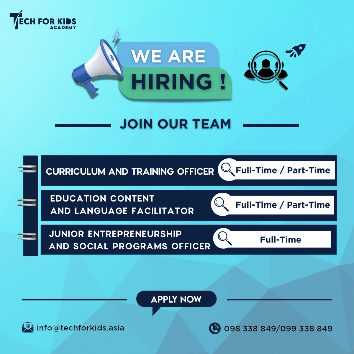 TechforKidsAcad's tweet image. 🚀 Tech for Kids Academy is growing! Join our team &amp;amp; shape the future of tech education. Apply now! #JoinOurTeam #TechForKidsAcademy